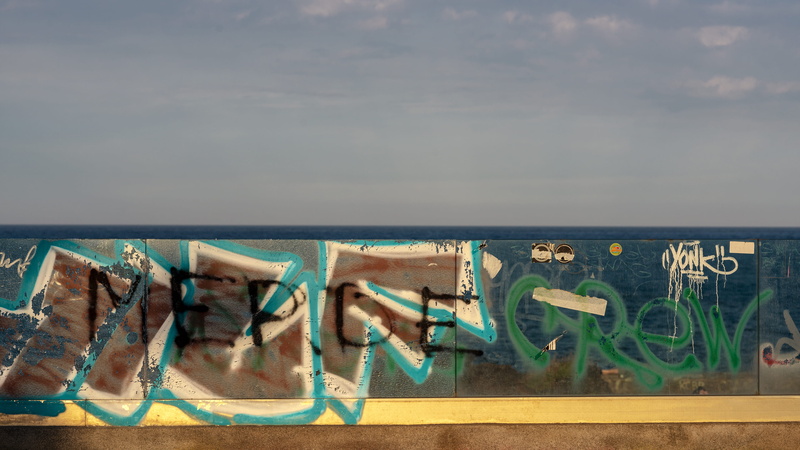 beach, sea, catania, day, horizon, nature, graffiti, 4K, italy, clouds, water, scenics - nature, art and craft, piazza europa, text, sky, communication