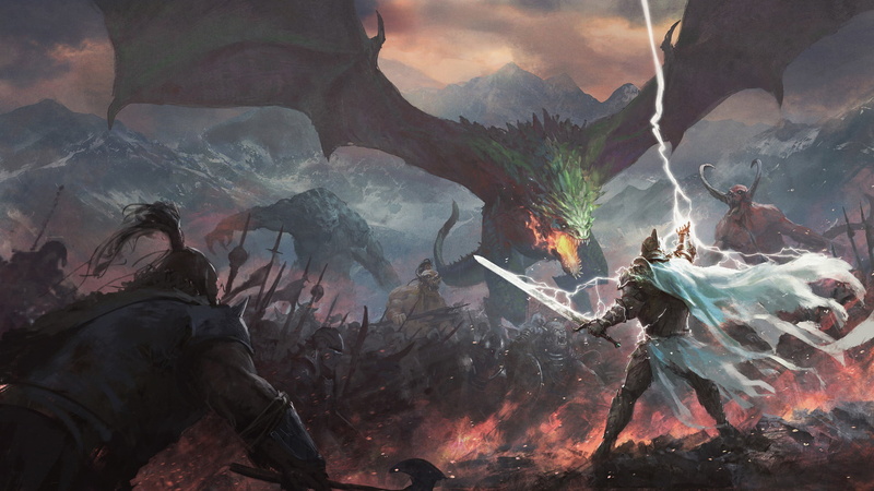Battle, 1080P, Fantasy, Warrior, Lightning, Dragon