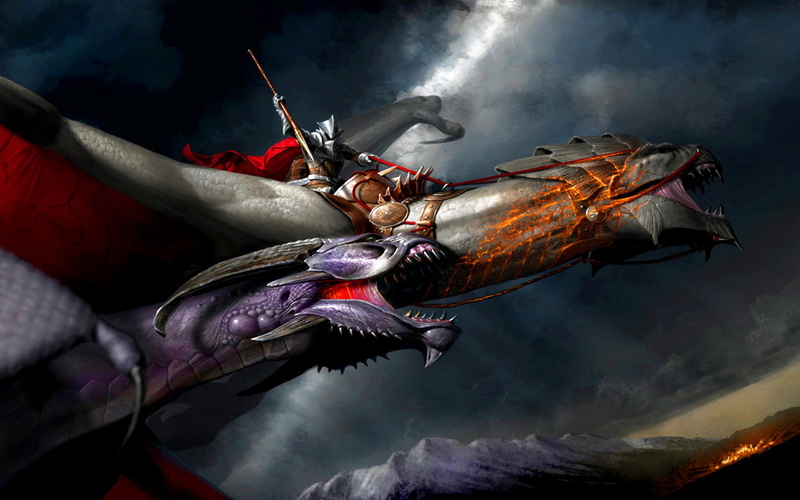 dragons, 3d and abstract, 2K, fantasy, knight, light, dragon