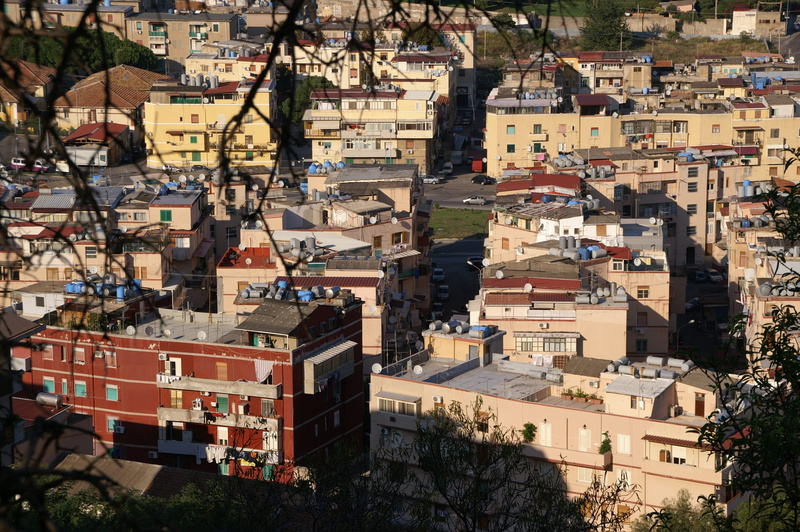 residential district, city, Sicily, day, Views, crowded, outdoors, cityscape, community, tree, high angle view, building exterior, apartment, sunlight