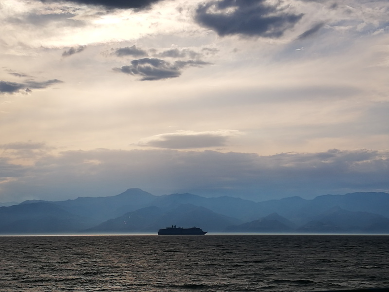 4K, sea view, mountain range, scenics - nature, strait of messina, sunset, non-urban scene, nautical Vessel, mountain, outdoors, sky, morning, no people
