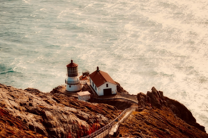 cliff, no People, rock, house, point reyes, land, Sea, California, idyllic, scenics, travel Locations, Ocean, architecture And Buildings, white, built structure