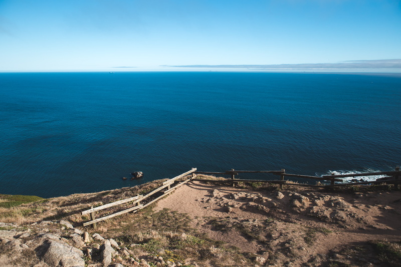 hill, minimal, point reyes lighthouse, inverness, scenics - nature, tranquil scene, fence, beauty in nature, blue, tranquility, united states, ocean, idyllic