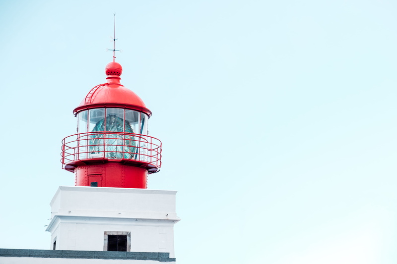 coast, water, lighthouse, sea, direction, tower, tourism, day, summer, minimalist, white, travel, safety, travel Destinations, black, blue sky