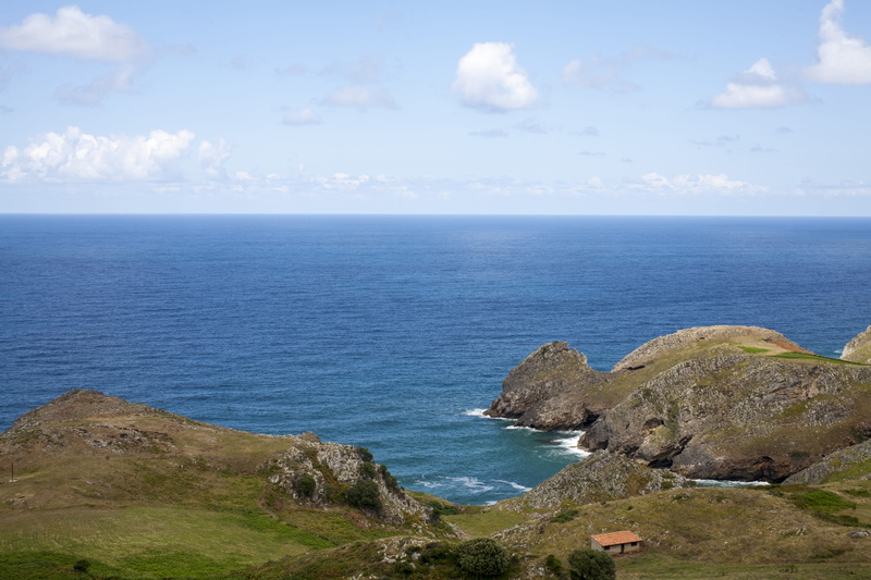blue, rock - Object, green, scenics - nature, 4K, house, tranquility, blue sky, coastline, landscape, idyllic, ocean, aerial photography, solid, beach