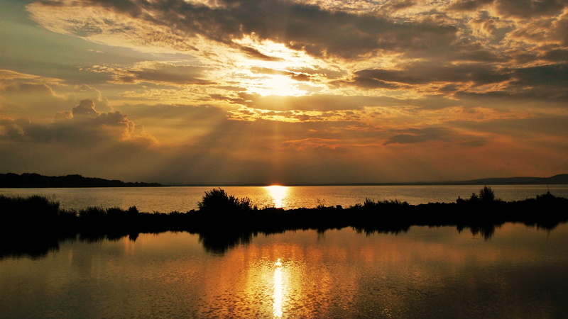 silhouette, ship, water surface, tranquility, lake balaton, the gathering storm, tree, sky, scenics - nature, summer, 2K, tranquil scene, non-urban scene