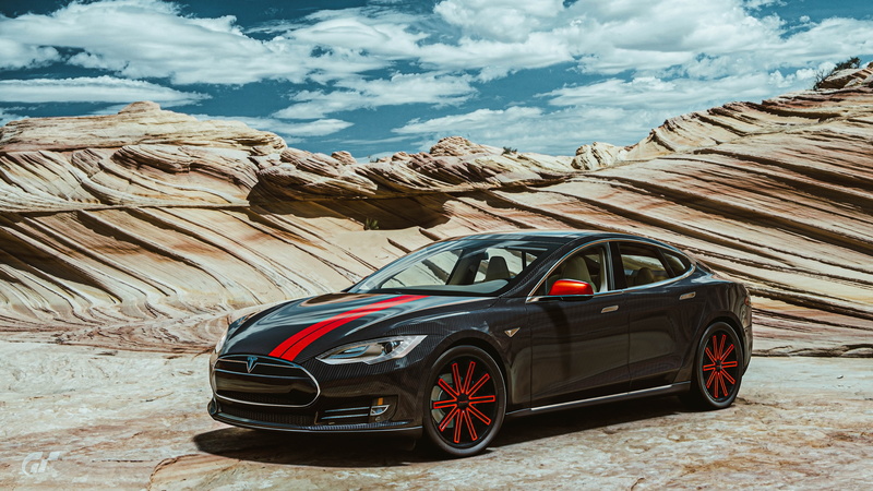 PlayStation 4, Gran Turismo, 4K, Tesla, Tesla Model S, carbon fiber, Gran Turismo Sport, sand, car, desert