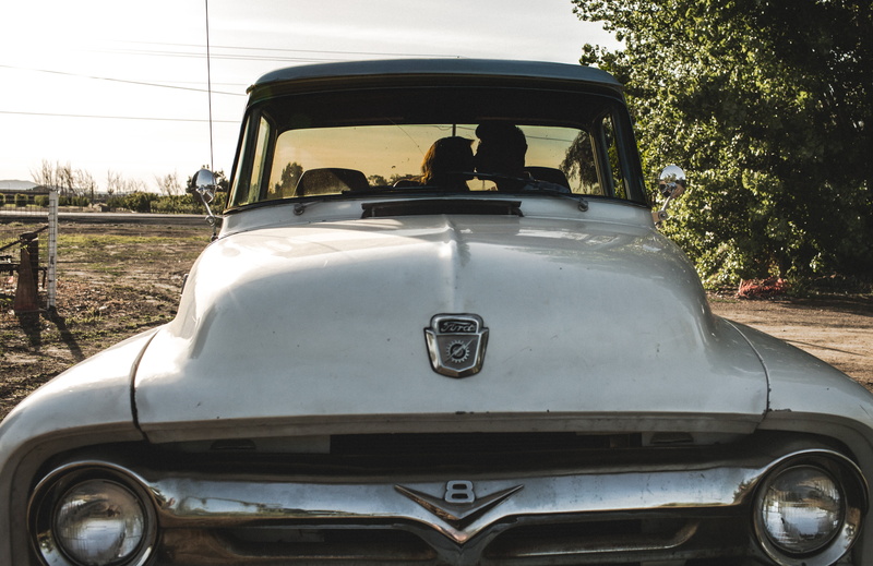 mode of transport, transportation, 4K, gray, girl, kissing, romance, tree, retro styled, stationary, truck, sky, motor vehicle, outdoors, front view, mode of transportation