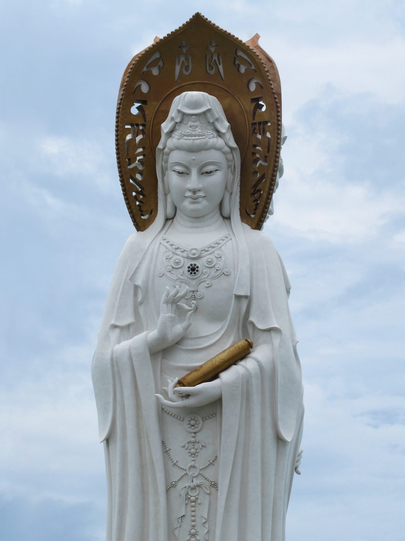 spirituality, sculpture, craft, low angle view, art and craft, nanshan cultural tourist zone, female likeness, religion, china, idol, creativity, no people