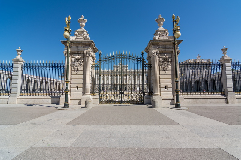 gate, tourism, sky, building exterior, street, the past, day, architecture, built structure, building, nature, 5K, forge, blue, ornamental, ornate, madrid