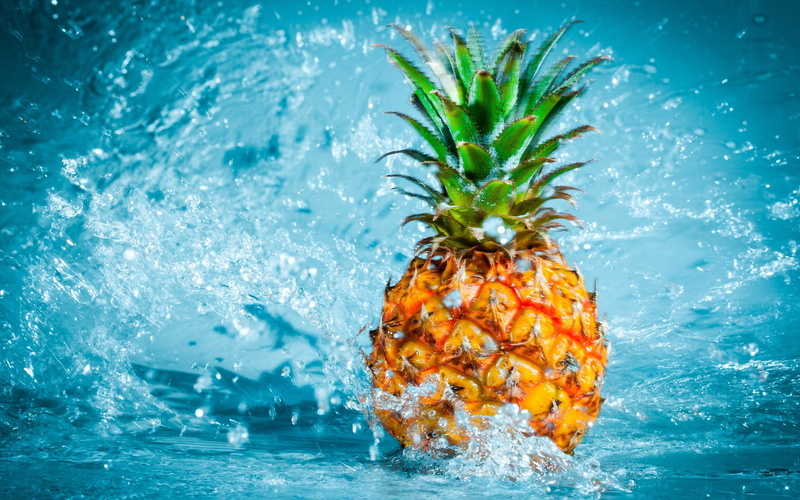 space, pineapples, art, food, 2K, px, water, Fruit, x, stars, 2560x1600 px, hd