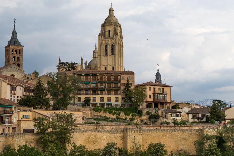 day, building, spire, plant, no people, religion, nature, belief, cloud - sky, buildings, sky, tower, segovia, spain, tree, the past, place of worship