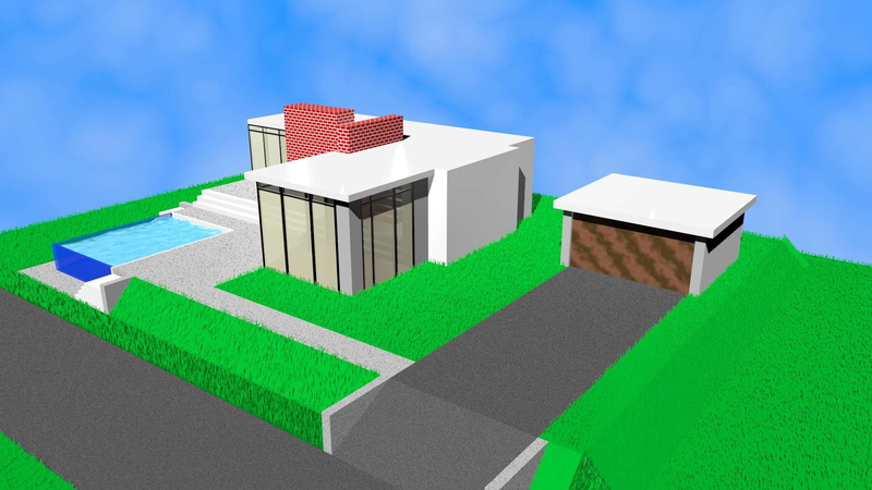 blue, arquitecto, palacio, construction industry, home ownership, cube shape, sky, nature, building exterior, casa, green color, housing development, no people