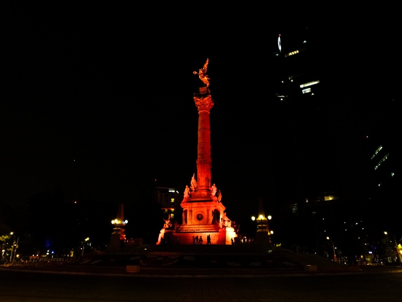 paseo de la reforma, memorial, city, building exterior, outdoors, angel, architectural column, travel destinations, human representation, sculpture, night