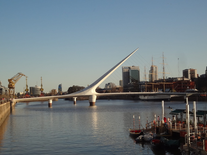 river, travel destinations, bridge - man made structure, sky, Woman, built structure, connection, Bridge, madero, puerto, water, cityscape, city, 2K, clear sky