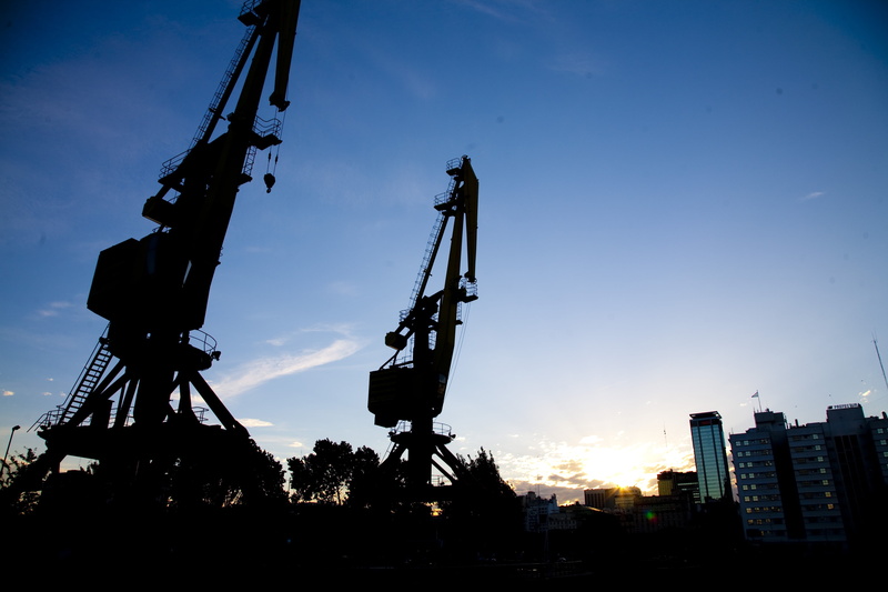 business, sunset, industrial equipment, building exterior, no people, blue, city, buenos aires, construction equipment, port, architecture, sky, buenos aires argentina