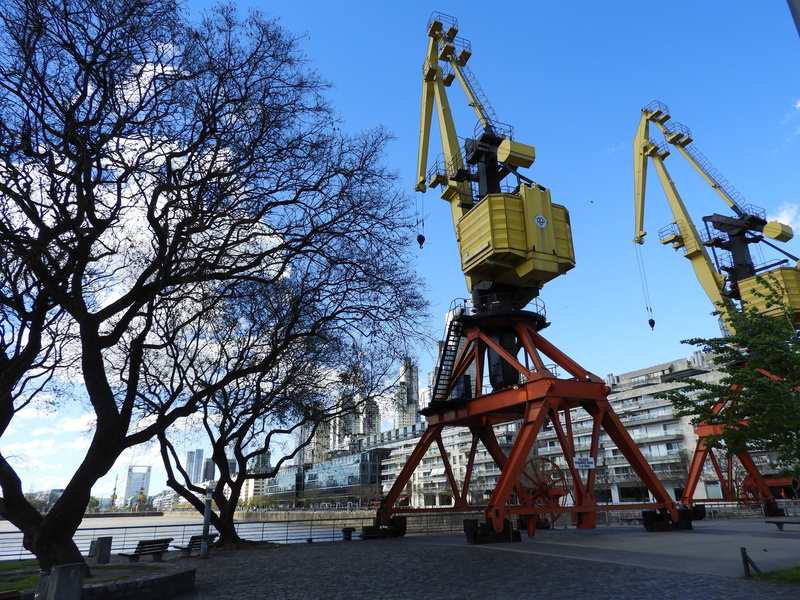 cranes, day, oil well, development, sunlight, crane - construction machinery, urban, transportation, city landscape, sky, clear sky, bare tree, fuel and power generation