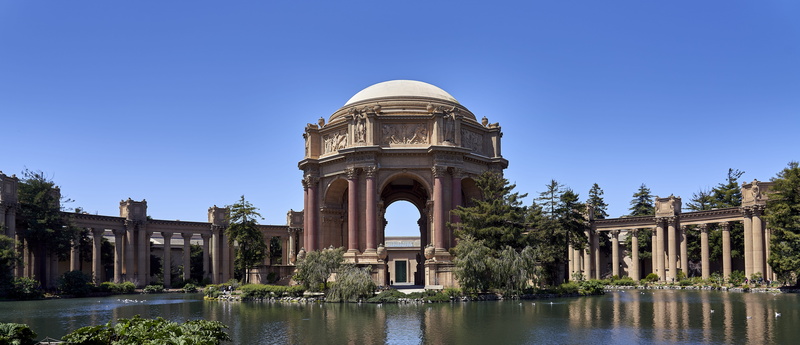 tourism, san francisco, palace of fine arts, built structure, outdoors, palace of fine arts theatre, sky, travel, government, plant, architecture, building exterior