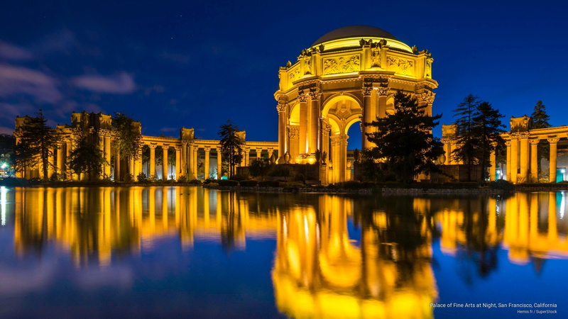 palace, francisco, arts, fine, san, Architecture, 2K, night, california