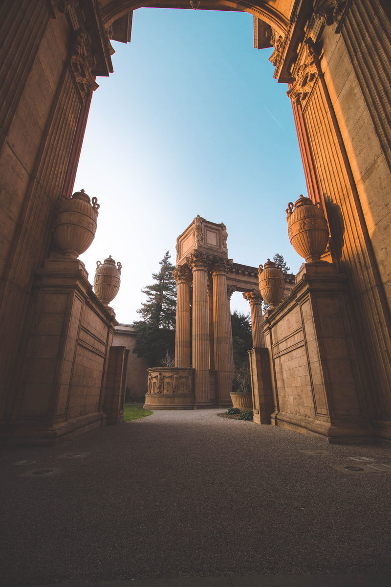 ancient, built structure, wall, building, temple, architectural column, history, blue, gate, column, arch, shrine, place of worship, clear, worship, belief