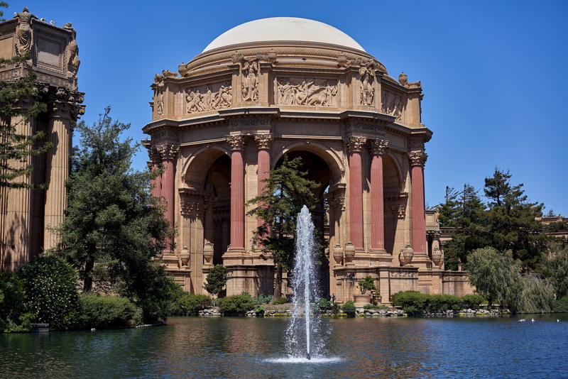 travel destinations, art, plant, tourism, architectural column, palace of fine arts theatre, 8K, dome, day, nature, clear sky, blue, building, history