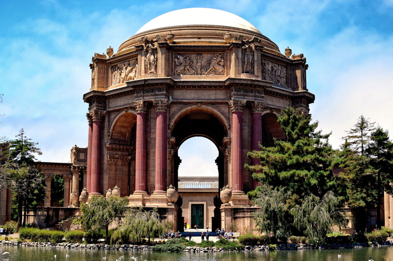 day, arch, water, history, low angle view, architecture, travel destinations, park, outdoors, lake, sky, incidental people, city, built structure, monument