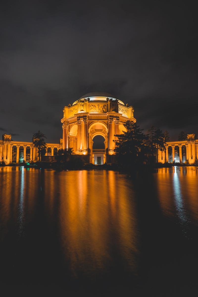 architectural column, arch, architecture, hotel, united states, reflection, illuminated, cathedral, dome, san francisco, building exterior, town, fine