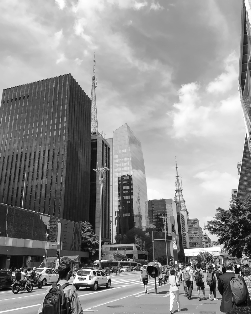 cloud - sky, skyscraper, city, pedestrian, modern, wheel, large group of people, office building exterior, car, motor vehicle, group of people, building