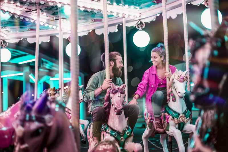 happiness, excitement, carrusel, riding, hand, woman, togetherness, night, fun, lights, male, young women, arts culture and entertainment, young adult