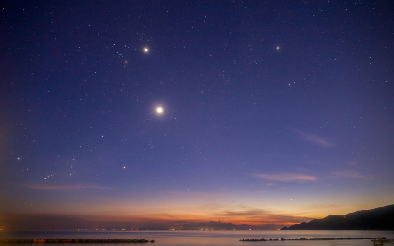 starry, sea, 1080P, nature, blue, 1920x1200, body, sky, star, water