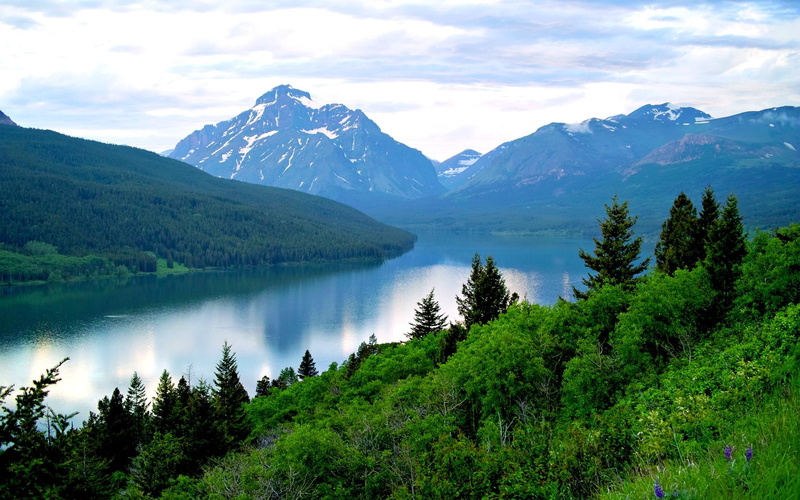 lake, glacier national park, peace, two medicine lake, mountains, 1080P, nature, nature and landscapes