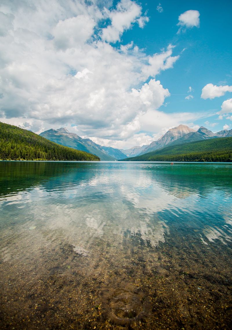 nature, ripple, tranquility, cloud, no people, non-urban scene, reflection, 5K, day, green, near, calmed, scenics - nature, two medicine lake, lake, sky