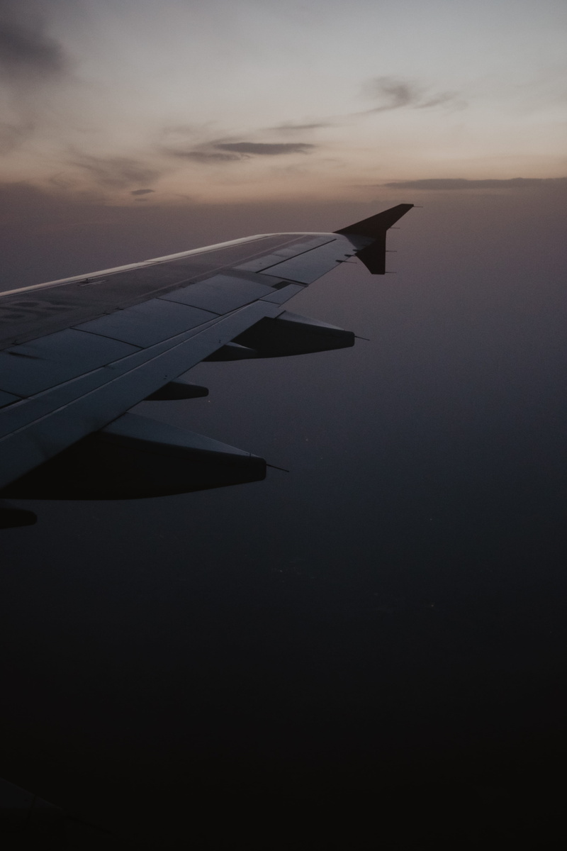 sunset, airplane, outdoors, water, no people, sunrise, on the move, aircraft wing, photo, dusk, tranquility, mode of transportation, scenics - nature, mid-air