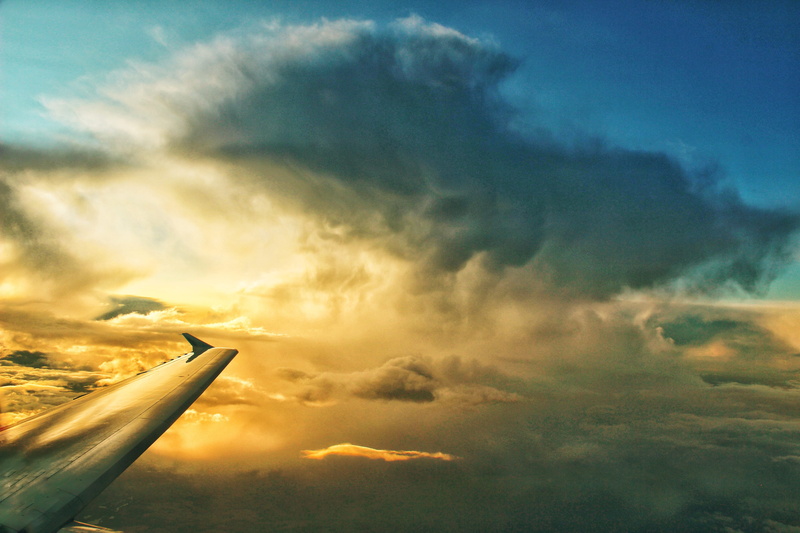 wings, golden, right, sky, scenics - nature, dramatic sky, sunrise, daytime, sunset, flying, mode of transportation, travel, beauty in nature, airplane