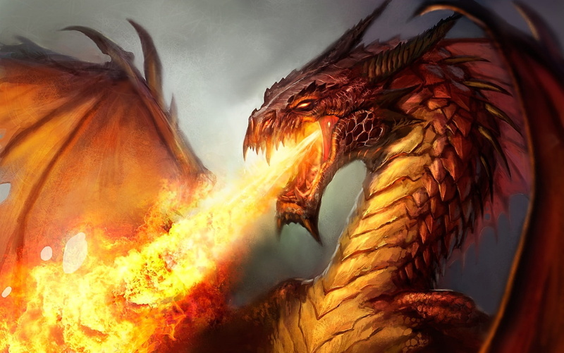 fantasy, 1080P, wings, flames, art, fire, drogon