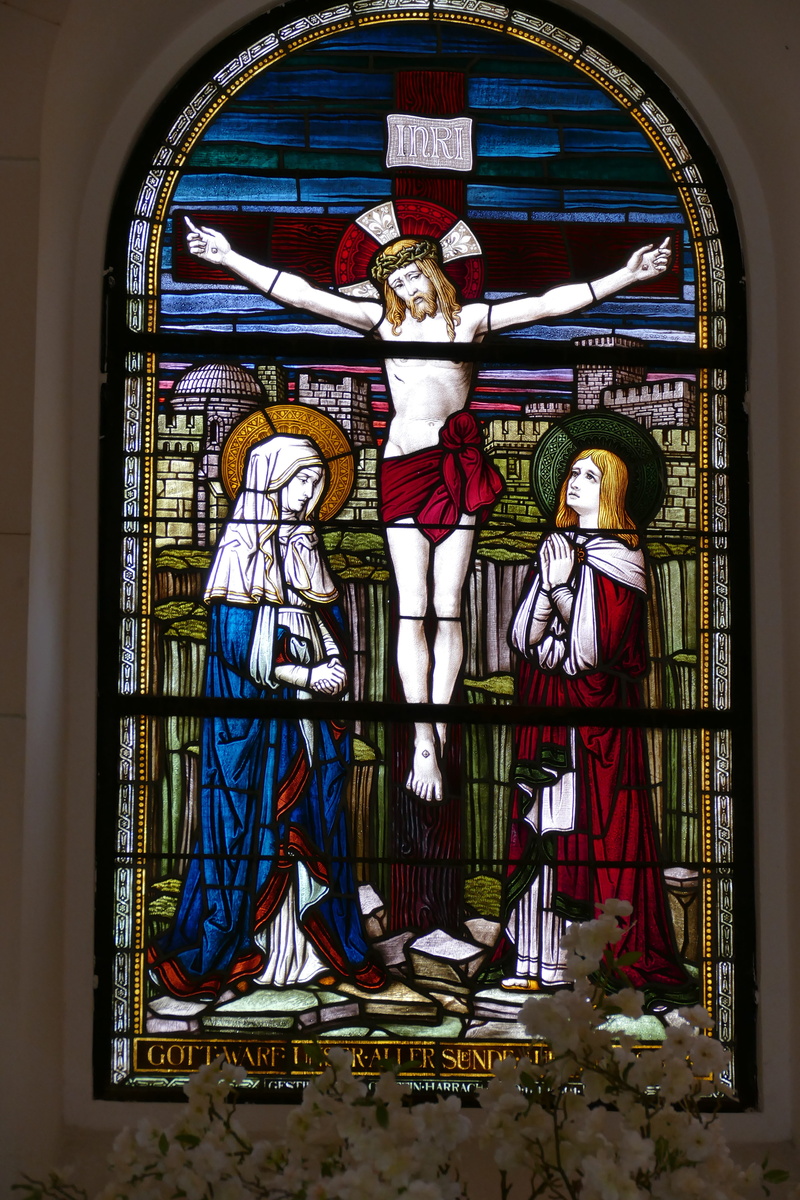 crucifix, church window, glass, passion, christianity, jesus christ, mourning, window, bible, faith, architecture, good friday, male likeness, death, image