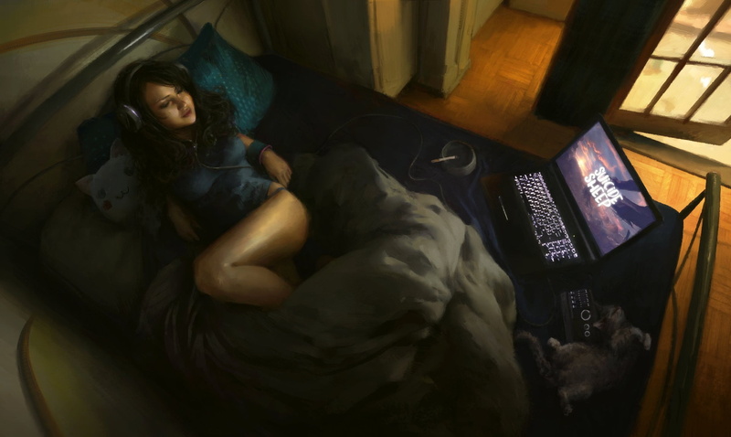 one person, fan art, relaxation, 2D, full length, book, communication, lying down, bed, high angle view, leisure activity, women, females, real people