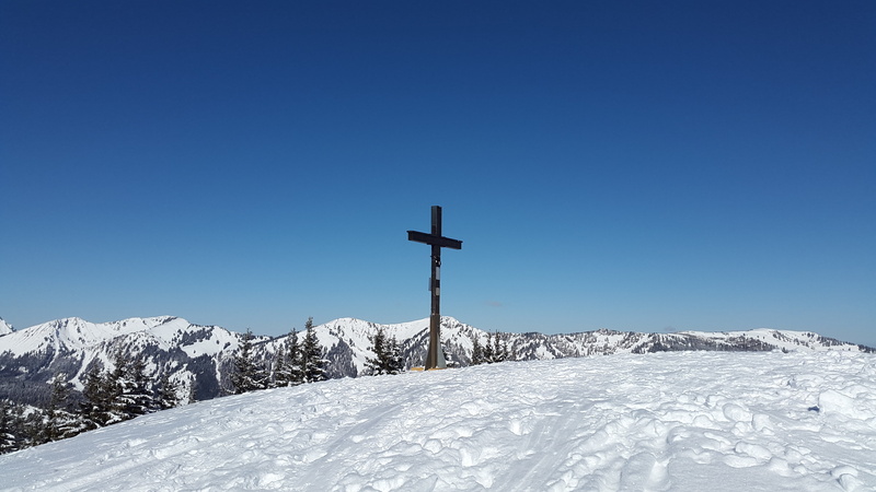 spirituality, symbol, landscape, cross, christianity, backcountry skiiing, mountain, cold temperature, mountain summit, sunny, clear sky, allgäu, 4K, cold