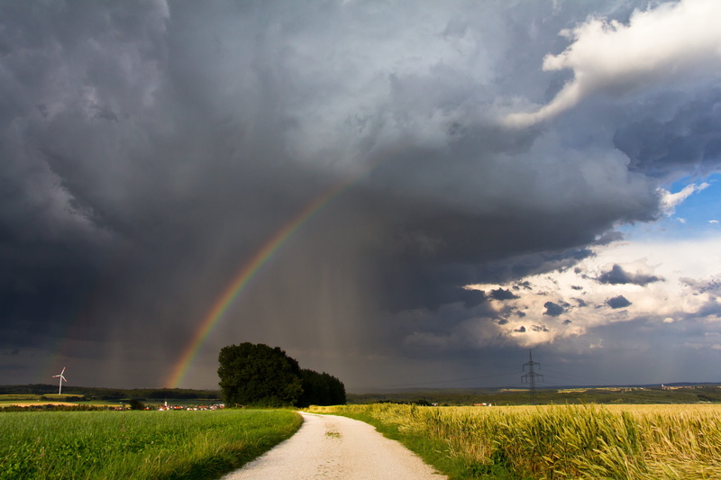 cloud - sky, rain, weather mood, tornado, dramatic sky, cumulus clouds, rainbow, scenics - nature, field, plant, meteorology, storm cloud, atmosphere, grass