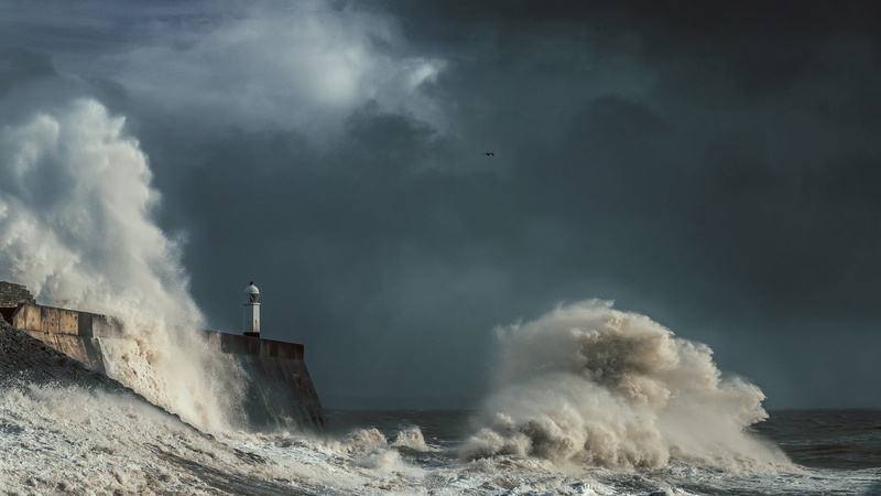 water, nature, blue, landscape, storm, scenics - nature, motion, built structure, sky, architecture, power in nature, body, industry, steam, outdoors, beauty in nature