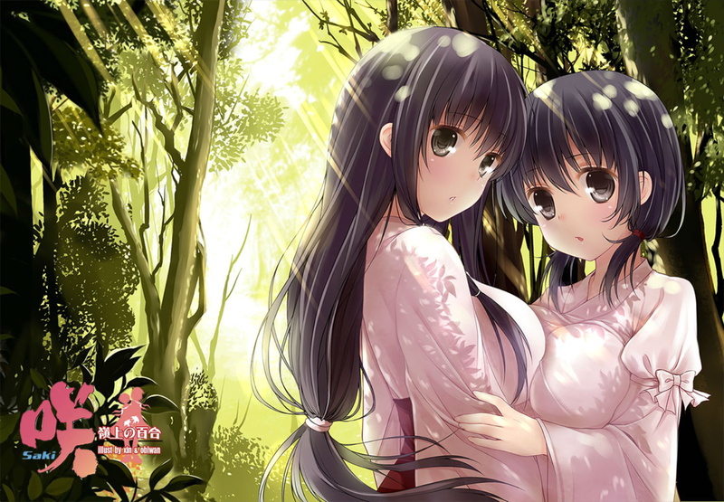 girls, iwato, komaki, jindai, kasumi, saki, 720P, obiwan, forest