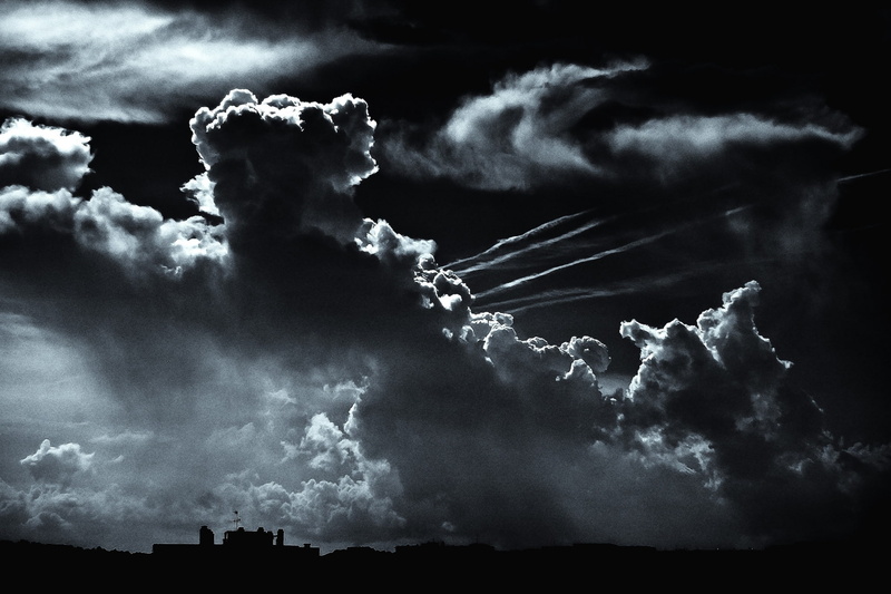 sky, cloudscape, silhouette, storm cloud, tranquil scene, no people, dramatic sky, cloud - sky, power in nature, low angle view, beauty in nature, nature