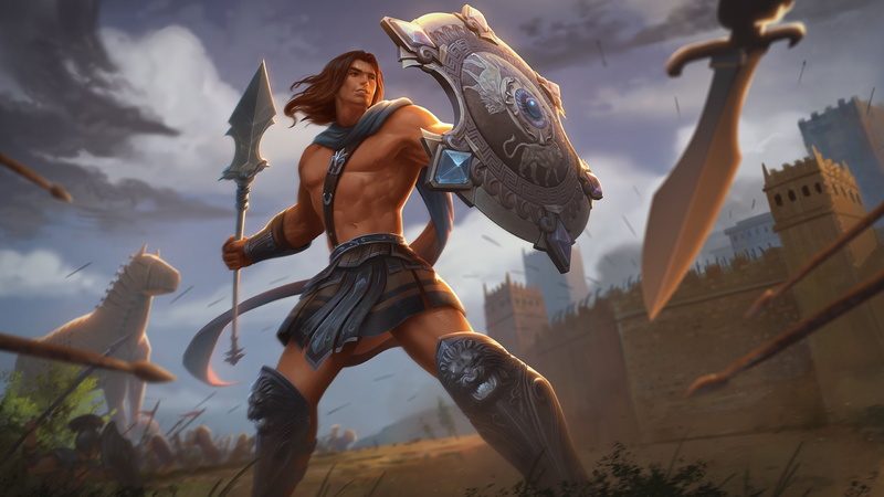 Man, 1080P, Shield, Warrior, Spear, Achilles (Smite), Smite, Video Game