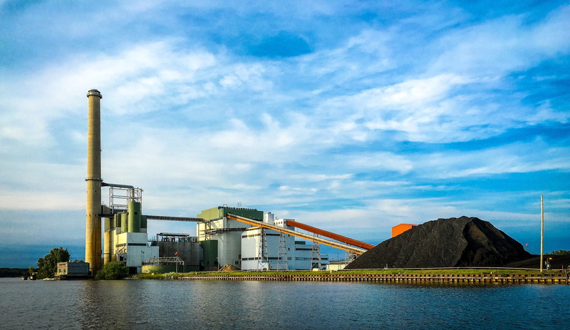 sky, air pollution, power plant, no people, fuel and power generation, building exterior, clouds, nature, landmark, built structure, business, grand haven