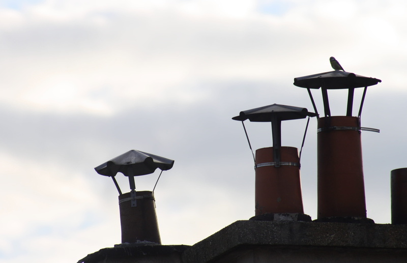 cloudy, protection, low angle view, 2K, lighting equipment, chimney, tower, smokestack, day, metal, environmental conservation, no people, built structure