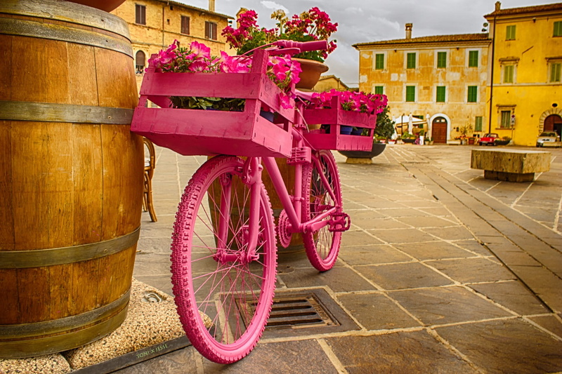 no people, flowers, flower, wood - material, wooden, Giro DItalia, beside, day, 1080P, bouquet, city, Botte, park, street, pink color, architecture, red