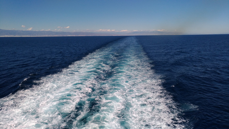 scenics, horizon, sport, beauty in nature, sky, morocco, ferry, strait gibraltar, waves, tranquil scene, blue, water, no people, outdoors, tranquility