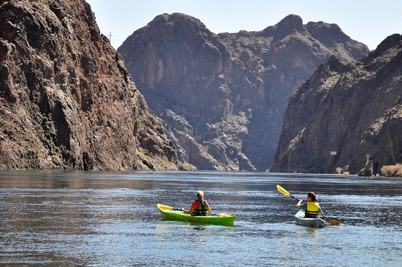 recreational area, water, fun, two people, oar, 1080P, usa, arizona, scenics - nature, mountain, activity, sport, green, rock, kayaking, lifestyle, outdoors