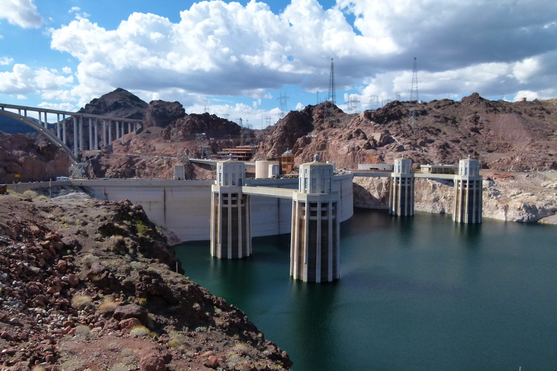 connection, mountain, tourist attraction, renewable energy, red, rock, architecture, rocks, mead, building, nevada, usa, hoover dam, scenery, bridge, sky