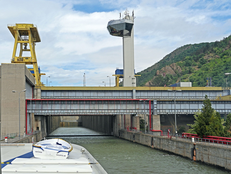 mode of transportation, bock crane, passage, sky, river, danube, serbia, architecture, tree, outdoors, day, medium level, transportation, bridge - man made structure